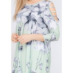 Floral Print Cold-Shoulder Trapeze Top